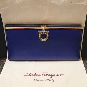 Salvatore Ferragamo Gancini Wallet with Gold Accents